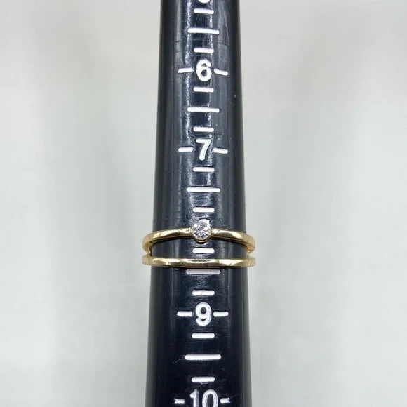 Gold Tone Crystal Double Band Delicate Ring - Picture 7 of 7